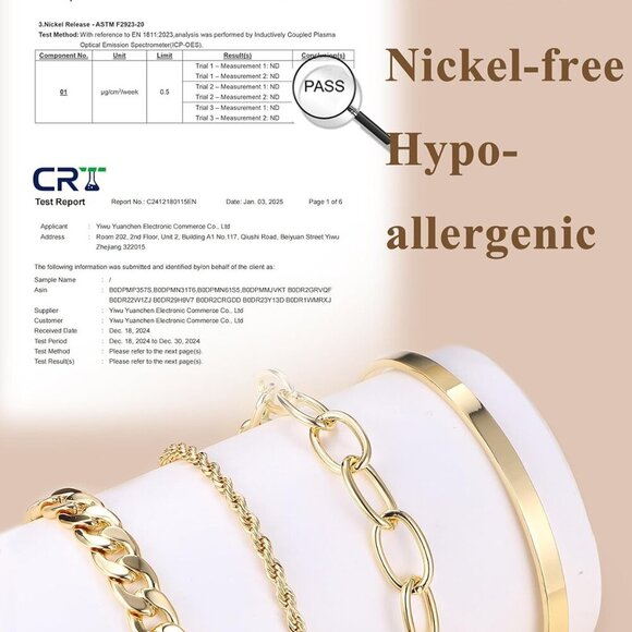 16k Chunky Gold Bracelets for Women Non Tarnish, Womens Gold Bracelet Stack Laye - Picture 4 of 8